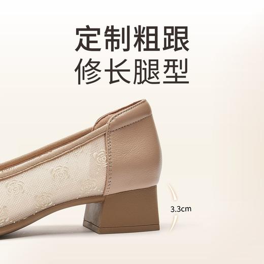 信诺真皮舒适单鞋女春夏新款轻便软底通勤粗跟浅口妈妈优雅女鞋子5C1935-15 商品图2