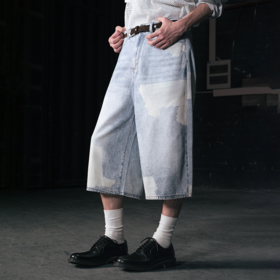 GOODBAI 916 仿胶带印花水洗牛仔A版短裤