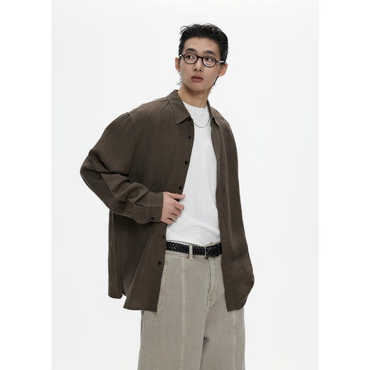 棉仓3521004001-【只想放松】麻衬衫舒适自然凉感长袖质感衬衣 商品图0