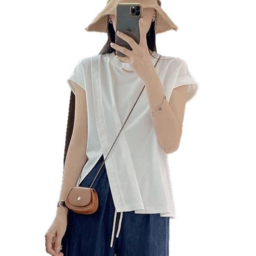 雀说下摆开叉短袖衬衫新款通勤薄款小个子休闲上衣AL45084 商品图4