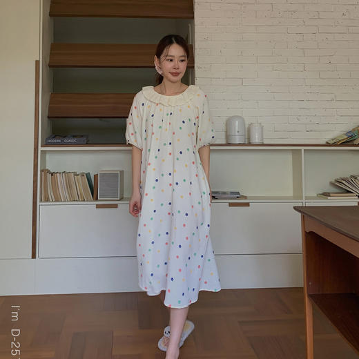 【柔软棉纱】2025新款荷叶边双层棉纱短袖套装/睡裙女家居服 透气休闲 越洗越软 商品图5