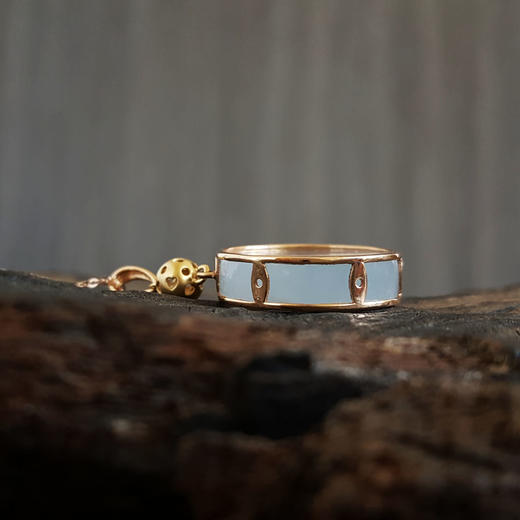 【天然正品】AU750玫瑰金镶天然细腻冰种圆形无事牌翡翠吊坠项链140425NJM02 现售价：3080 商品图7