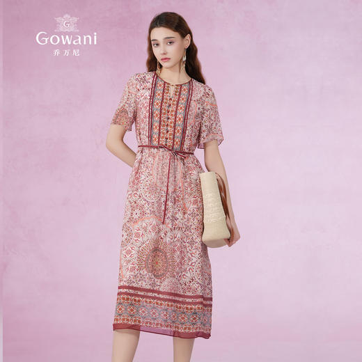 乔万尼真丝桑蚕丝连衣裙新款v领设计显瘦EM2E786 商品图1