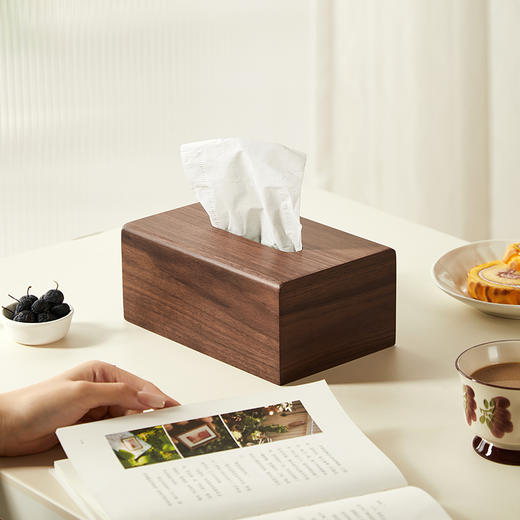 初心| 简约家居胡桃木长方形纸巾盒 商品图4