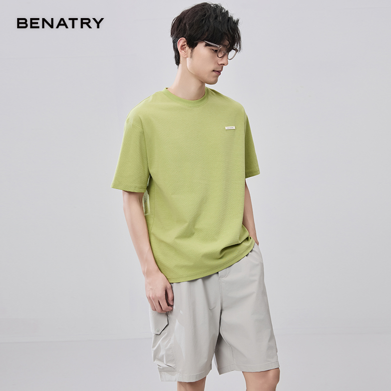 贝纳川特殊面料定制小标款圆领短袖T恤ECF214008