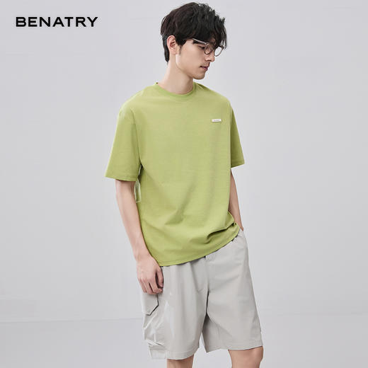 贝纳川特殊面料定制小标款圆领短袖T恤ECF214008 商品图0