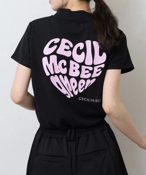 CECIL McBEE green 高尔夫女士 爱心字母印花半高领短袖 宽松百搭T恤 商品图7