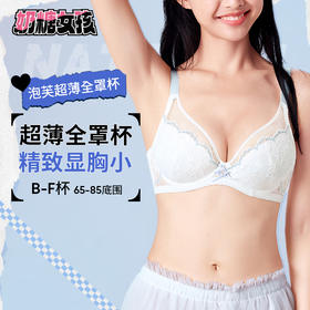 [泡芙超薄]大胸显小全罩杯文胸夏季防凸点性感蕾丝内衣胸罩