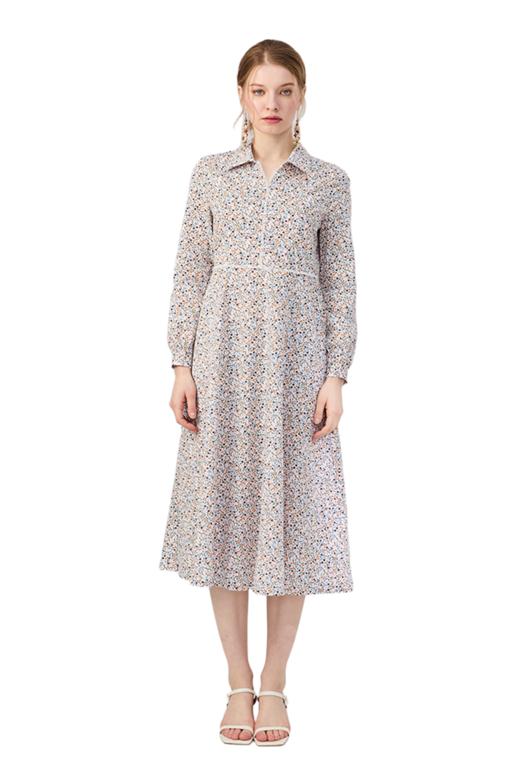 VIVIAN LIU薇薇安刘D2444101夏女装新款翻领碎花收腰连衣裙 商品图5