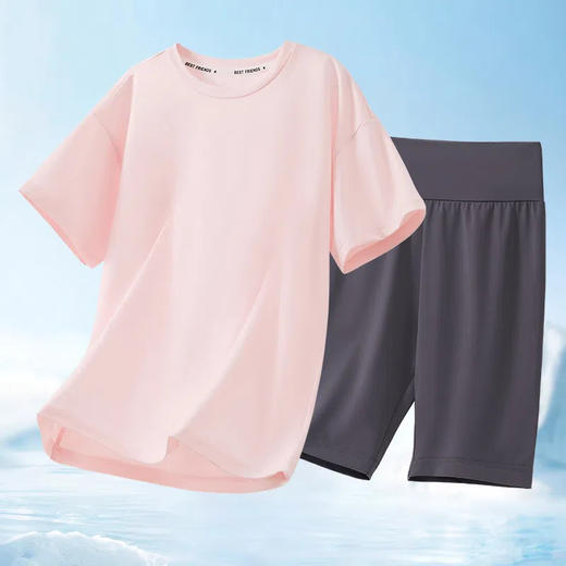 【2件套】【90-150】男女童夏季纯棉短袖速干短裤套装（上衣95%棉 5%氨纶 ，裤子82.4%锦纶 17.6%氨纶） 商品图0