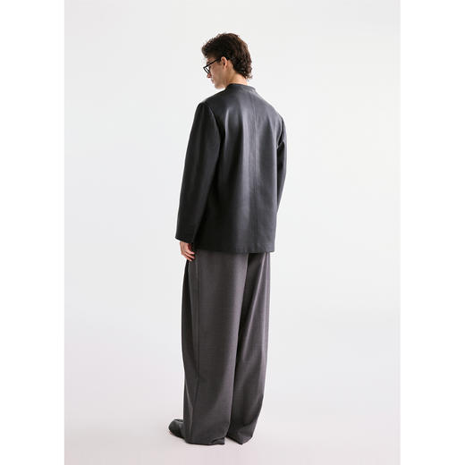 棉仓3621012001-【优雅之仕】无领简约气质PU皮西装 商品图2