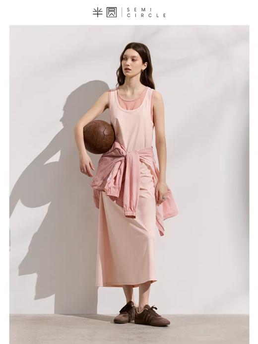 半圆/D24201065/浅粉假两件无袖连衣裙 商品图1