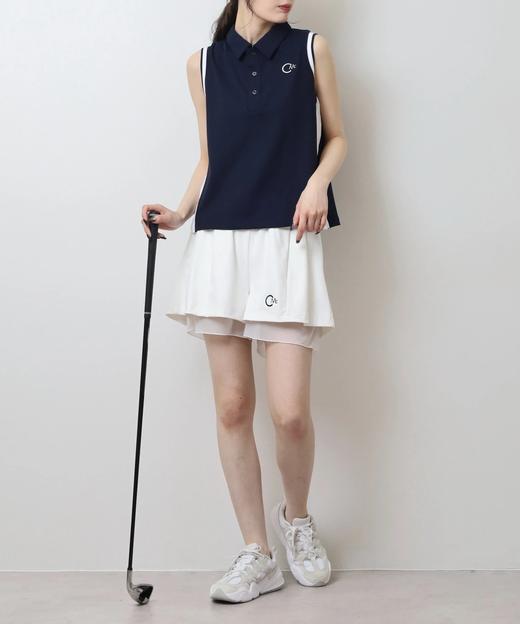 CECIL MCBEE 高尔夫 女士 侧褶无袖短袖翻领Polo衫针织刺绣logo 商品图3