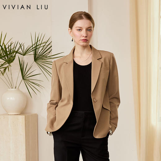 VIVIAN LIU薇薇安刘V2513105梅春女装新款翻领可拆卸袖口西装外套 商品图0