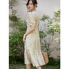 【自】全新升级【铂金会员468/天猫629/差价161】(05845) 洛诗琳100%桑蚕丝真丝双绉短袖连衣裙2025新款法式碎花长裙 商品缩略图4