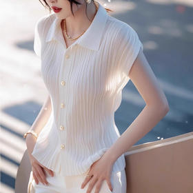 雀说法式优雅超好看翻领短袖衬衫女夏季款别致超好看气质薄款上衣AL