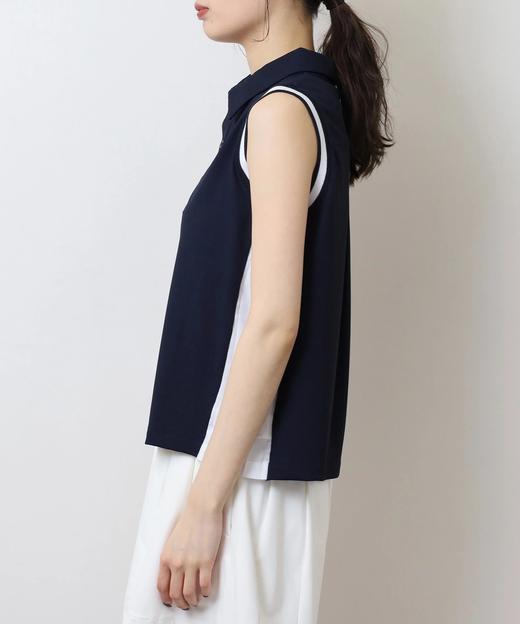 CECIL MCBEE 高尔夫 女士 侧褶无袖短袖翻领Polo衫针织刺绣logo 商品图6