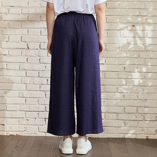 VIVIAN LIU薇薇安刘D2445008初秋女装新款时尚松紧腰苎麻休闲长裤 商品图1