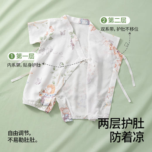 贝肽斯新生婴儿衣服夏季薄款竹棉连体衣男女宝宝短袖连身睡衣爬服 商品图3