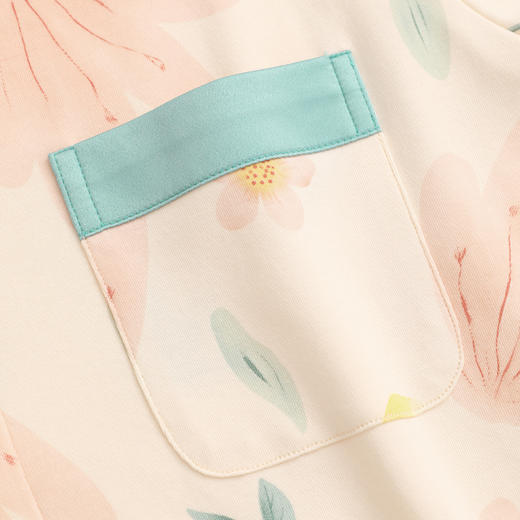 芬腾睡衣女款夏季纯棉短袖长裤薄款翻领开衫全棉可外穿家居服套装 商品图4