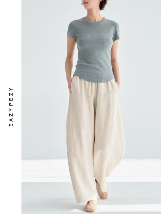 汉麻宽松细条纹气球裤 商品图0