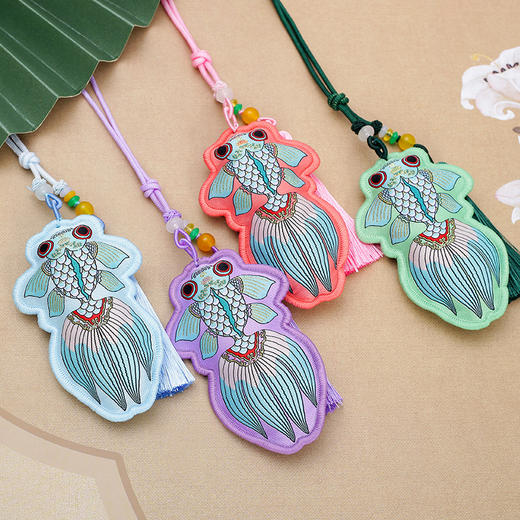 【端午节金鱼香包挂件】中国风绣花随身汉服配饰 节日礼品国潮锦鲤香囊  商品图2