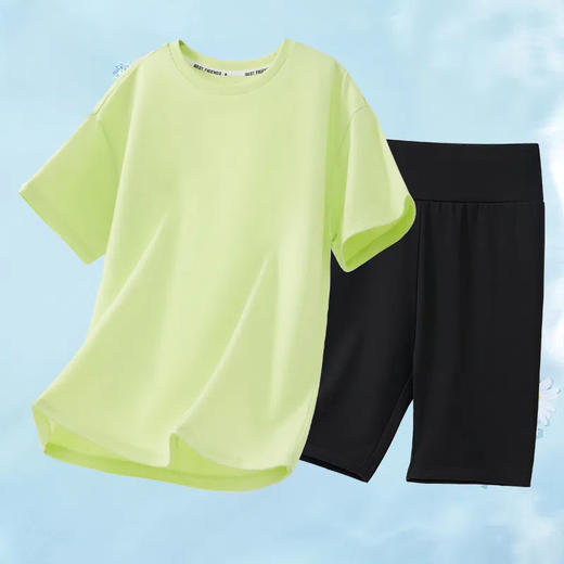 【2件套】【90-150】男女童夏季纯棉短袖速干短裤套装（上衣95%棉 5%氨纶 ，裤子82.4%锦纶 17.6%氨纶） 商品图2
