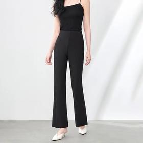 【高货wl】全新升级【铂金会员201/天猫269/差价68】(00843) 洛诗琳时尚高级感通勤高腰修身显瘦超弹女夏微喇休闲裤