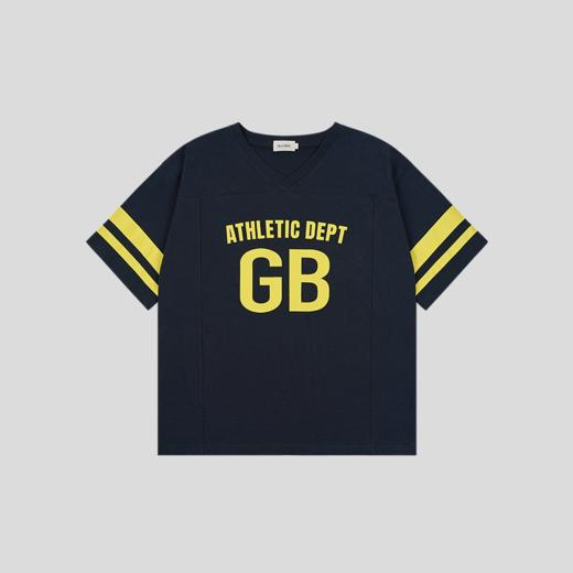 GOODBAI athletic GB logo撞色印花V领拼接宽松短袖T恤 商品图3