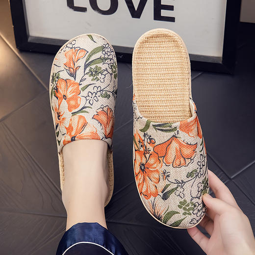 雀说 【2双】透气亚麻四季居家布艺凉拖鞋（颜色备注） 商品图1