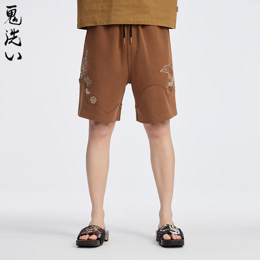 ONIARAI/鬼洗25春夏新品泥棒蓝微笑天使绣花针织短裤男 N540171 商品图2
