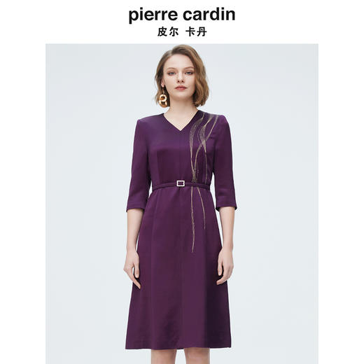 [皮尔卡丹女装]连衣裙夏季新中式气质宴会刺绣旗袍裙 商品图0