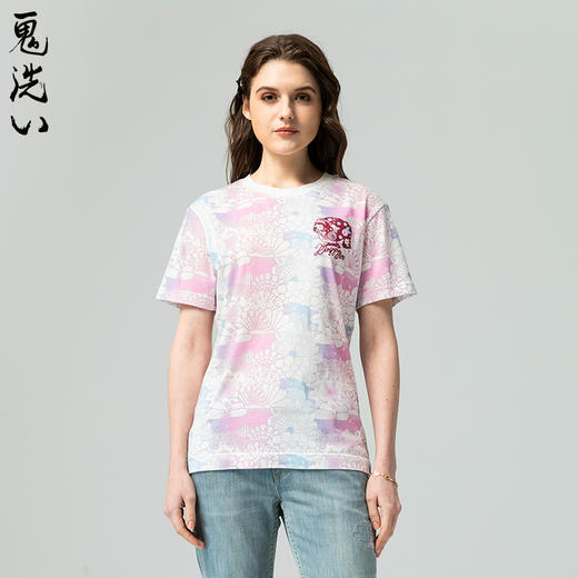 ONIARAI/鬼洗25春夏新品鱼姬夏色万华镜满版短袖T恤女 J850204 商品图0