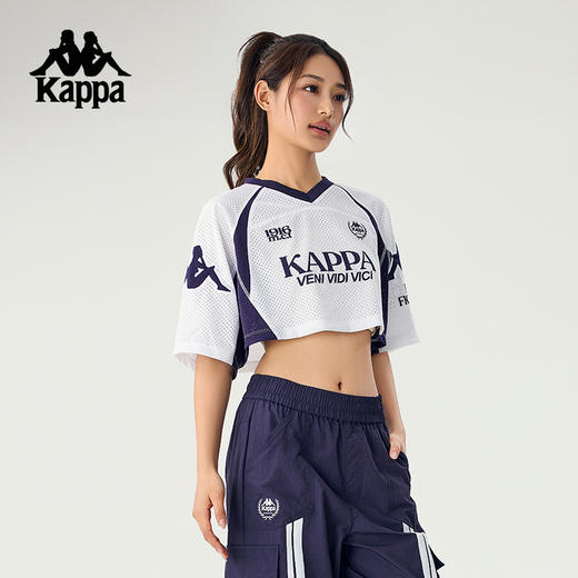 Kappa卡帕背靠背夏季2025新款运动短袖女透气短款t恤休闲宽松上衣KPDJBTD95 商品图3