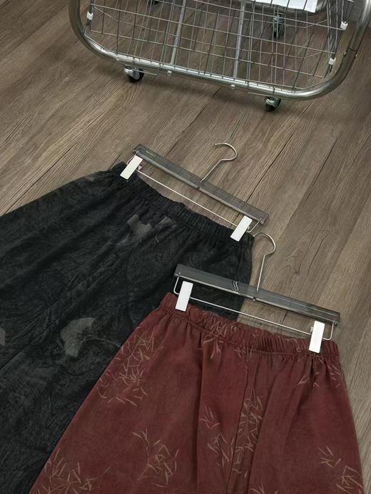 【YW】无忧购中老年妈妈国风复古印花宽松阔腿直筒休闲裤 商品图4