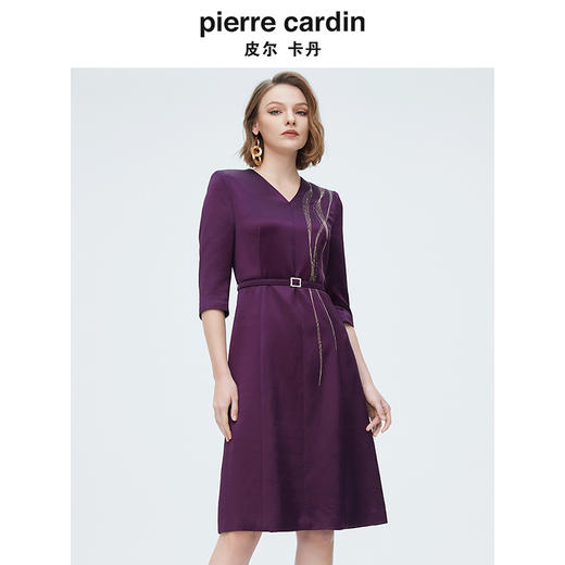 [皮尔卡丹女装]连衣裙夏季新中式气质宴会刺绣旗袍裙 商品图4