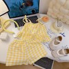 【格子控蝴蝶结设计，萌趣十足~】夏季两件套 格子控蝴蝶结吊带套装 女童洋气格子背心裙裤套装-QQ 商品缩略图5