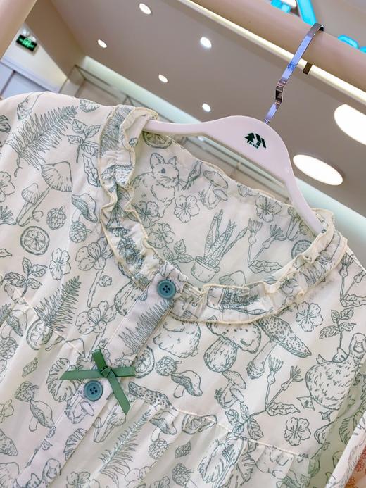 -松植屋女款藤蔓长袖纱布睡裙100%棉，双层柔纱软亲肤，越洗越软，夏季吸汗透气，长度过膝 商品图2