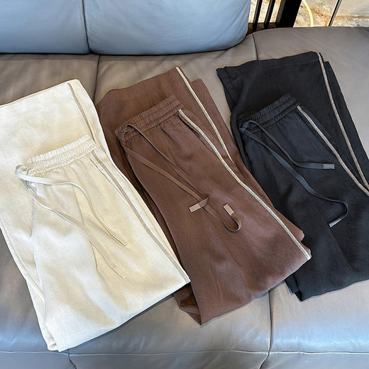 【遮肉显瘦】官网1190！莱赛尔天丝亚麻女士抽绳松紧高腰阔腿裤宽松透气薄款垂感休闲长裤 商品图3