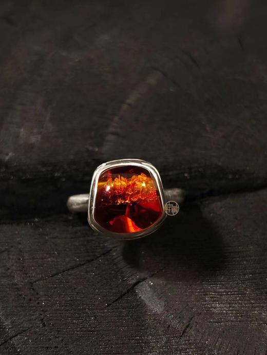 爆花镶嵌尼泊尔银饰戒指（可调节圈口） 商品图4