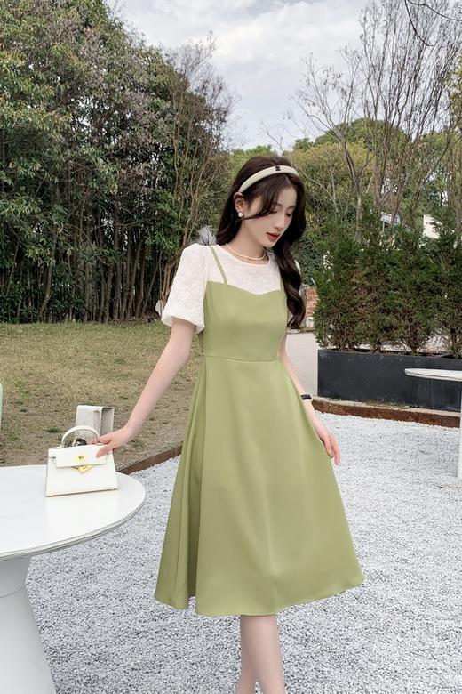 L.Fleuri 泡泡袖假两件拼接连衣裙 18173 商品图2