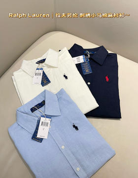 拉夫劳伦女士刺绣小马棉麻衬衫衬衣042203