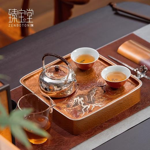 臻宝堂银壶999纯银泡茶壶纯手工雕刻青龙盖提梁壶足银一张打小壶云龙九现青龙壶170ml 商品图4