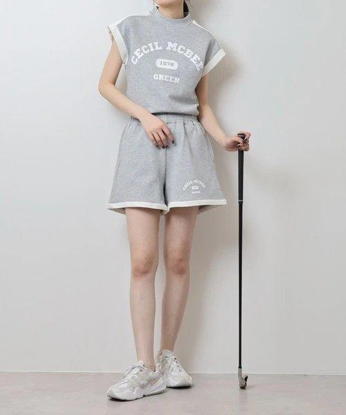 CECIL McBEE green 高尔夫女士 印花logo抽绳短裤 宽松舒适简约百撘 商品图3