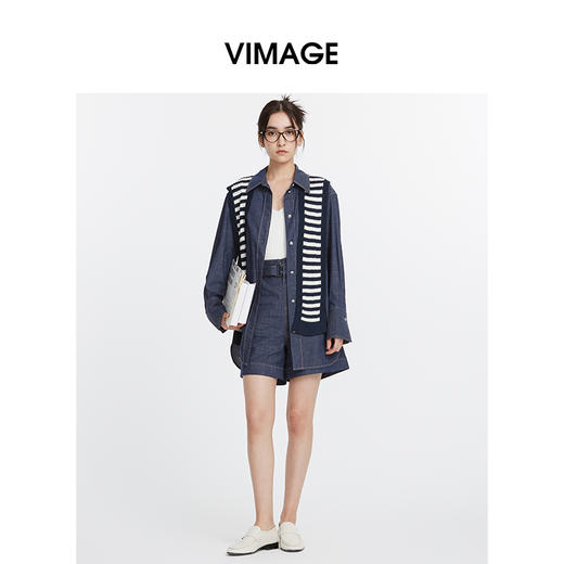 VIMAGE纬漫纪春季新款高腰显瘦休闲短裤女V2105725 商品图2