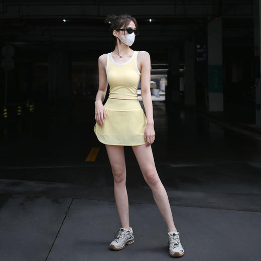 Beenem新款高腰显瘦假两件健身裙裤口袋瑜伽服跑步运动裤裙 商品图4