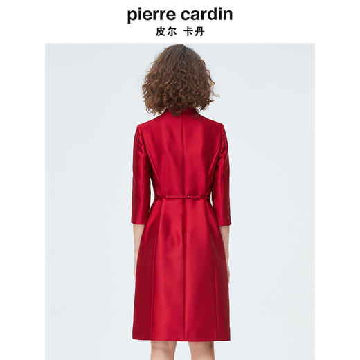 [皮尔卡丹女装]连衣裙秋冬蓝色长袖长款端庄气质羊毛裙 商品图2