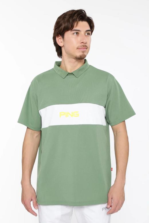 PING 高尔夫男士 春夏 翻领透气字母短袖Polo衫 网状网眼透气T恤 商品图0