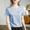 雀说高端新款立体刺绣蝴蝶丝光棉t恤女夏季ins潮修身圆领短袖气质上衣ALM735 商品缩略图8