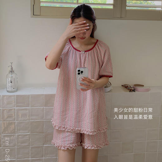 【柔软棉纱】2025新款文艺碎花双层棉纱短袖睡衣/睡裙  透气棉纱衣休闲家居服 商品图4